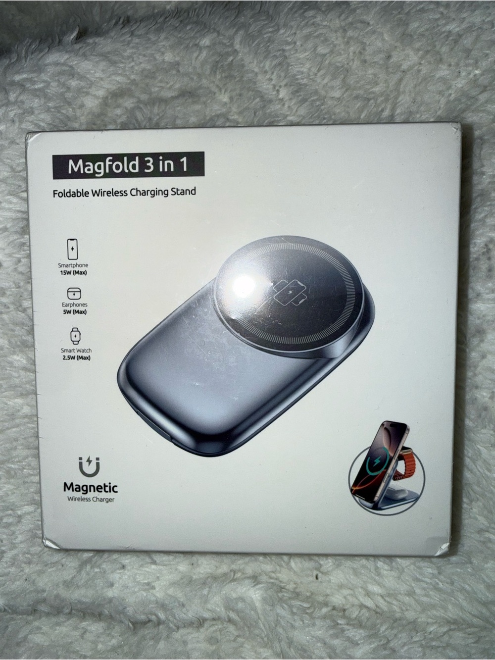 Magfold 3-in-1 Foldable Wireless Charging Stand - Silver
